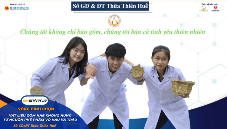 "Vật liệu gốm nhẹ không nung từ nguồn phế phẩm vỏ hàu và trấu"