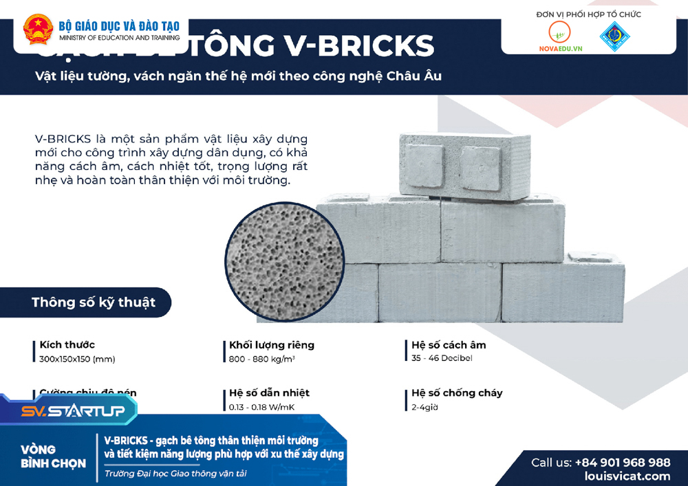 V-BRICKS - gạch bê tông thân thiện môi trường và tiết kiệm năng lượng phù hợp với xu thế xây dựng